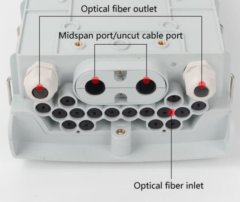 共同箱の繊維光学の屋外の壁のFtth 2のInlet+Midスパンの港、ドロップ・ケーブルのための16出口